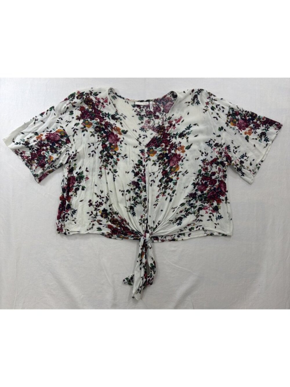 Womens XXL Luq Tie Front Short Sleeve Floral Blouse